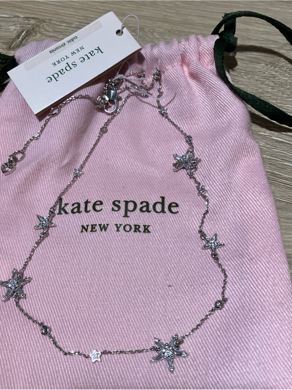 Kate Spade Silver Tone “Starred” charm necklace with CZ accents. - Picture 5 of 5